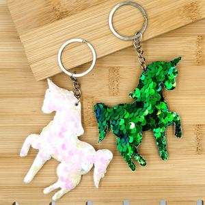 Vis Schaal Pailletten Paard Sleutelhanger Kleurrijke Regenboog Sleutelhanger Paard Eenhoorn Dubbelzijdige Reflecterende Eenhoorn Sleutelhanger Ophangingen - Product Image 5