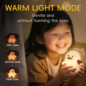 Multi-color Lights Touch Kids Cartoon Nursery Bedside Cute Led Small Duck Silicone Night Light For bedroom gift desktop <b>lamp</b> - Product Image 5
