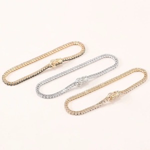 สร้อยข้อมือเทนนิสสีทองและสีเงินสร้อยข้อมือเพชรสีโรสโกลด์สำหรับเจ้าสาว - Product Image 4