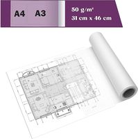 Pour le papier long et le rouleau de papier calque 50-180gsm, blanc, 12 pouces x 50 mètres (lot de 2)-pour le dessin, la trace, le croquis, le patron de couture