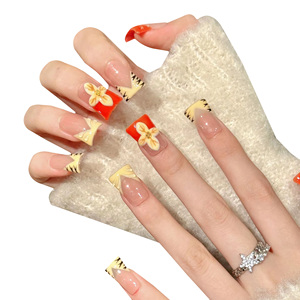Original [Fei Hua Hu <span class=keywords><strong>Yun</strong></span>] Anillo Rectangular con Adornos Florales en Color Rosa y Naranja, Diseño de Lazo y Mariposa - Product Image 1