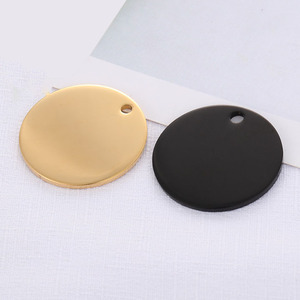 Plaque d'identification pour animaux de compagnie en acier inoxydable, or rose, ronde, vierge, pour personnalisation - Product Image 2