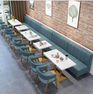 Cafetería comida rápida comercial cuadrado café cuero restaurante <span class=keywords><strong>Banco</strong></span> sofá muebles cabina <span class=keywords><strong>mesa</strong></span> y silla conjunto - Product Image 6