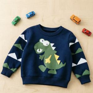 <span class=keywords><strong>Sweat</strong></span>-shirt personnalisé en gros pour enfants, motif dinosaure, 100 % coton, manches à motifs pour garçons, pull pour tout-petits, vêtements de boutique, faible MOQ - Product Image 2