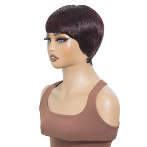 Perruque Courte Synthétique Naturelle pour Femme, Fabriquée à la Machine, Fibre Résistante à la Chaleur, Style Pixie, Sans Colle, Origine Henan - Product Image 1