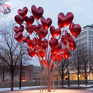 Commercio all'ingrosso moderno <span class=keywords><strong>esterno</strong></span> città quadrato in metallo astratto arte decorazione albero forma di grandi dimensioni in acciaio inox cuore scultura - Product Image 1