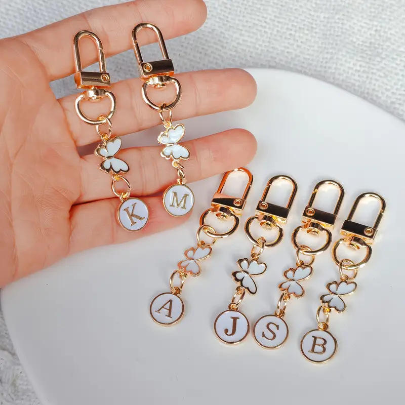 Metal Letter Butterfly Keychain Modern Art Design School Bag Pendant ...