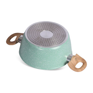 Bán hàng nóng bền không dính <span class=keywords><strong>Cookware</strong></span> Set nhôm cảm ứng cơ sở Fry Chảo soong kính nắp mô hình bằng gỗ xử lý biểu tượng tùy chỉnh - Product Image 6