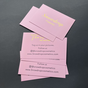 Tarjeta de agradecimiento rosa personalizada con estampado en caliente de logotipo en lámina dorada, tarjetas de reconocimiento empresarial de lujo para pequeñas empresas, empaques de cosméticos - Product Image 6