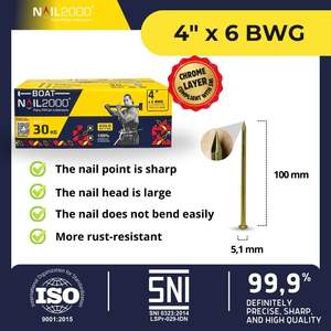 Púas Rectangulares Profesionales de 4 Pulgadas, Chapadas en Zinc Dorado, con Diseño Antideslizante para Reparación de Barcos de Madera - Product Image 2