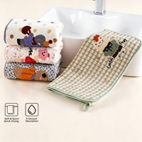 Serviette pour enfants à motifs multiples, douce et absorbante, serviette pour les mains de bébé, serviette de visage brodée avec des animaux de dessin animé