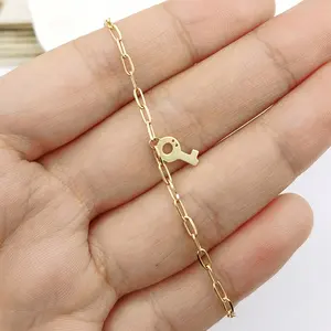 Hot Fashion 1000S Jewelry Bracelet Paper Clip Chain Gold K GOLD Chain Link Bracelets With Key Accessory Bracelet 14K Solid