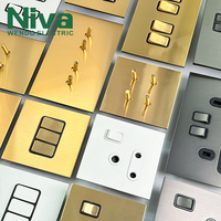 Prises murales Niva Home en acier inoxydable, panneau noir mat, interrupteurs muraux, double prises pour hôtel, bureau, maison, norme britannique