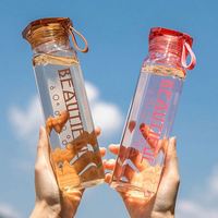 Groothandel 500Ml Diamant Glazen Waterfles Custom Logo Transparant Lekvrij Handig Kid 'S Back School Cup Direct Drinken
