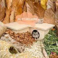 Petit nid en bois à motif animal pour hamsters écureuils hérissons marmottes dans un emballage en carton de l'animalerie