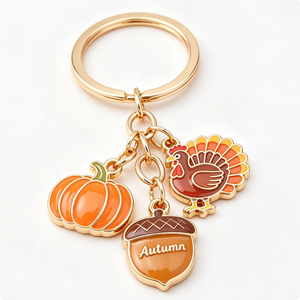 Llavero de Aleación de Zinc con Dijes de Pavo, Calabaza y Bollo, Estilo de Dibujos Animados, Regalo de Recuerdo para Acción de Gracias - Product Image 5