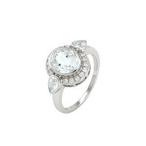 Anillo de Aguamarina y Diamantes en Plata de Ley 92.5 KLSR-11755 - Product Image 1