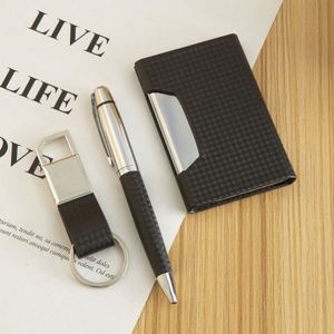 Personalized Executive <b>Gift</b> <b>Set</b>: Engraved Business Card Holder, Pen & Keychain for Corporate Events - Product Image 3