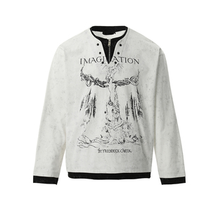 Nuova Collezione <span class=keywords><strong>Abbigliamento</strong></span> <span class=keywords><strong>Uomo</strong></span> - Stile Americano <span class=keywords><strong>Dark</strong></span> - Stampa Graffiti Trendy - T-shirt a Maniche Lunghe a Due Pezzi Connessi per <span class=keywords><strong>Uomo</strong></span> - Product Image 1