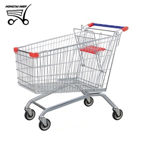 슈퍼마켓 소매점 금속 와이어 바구니 쇼핑 <span class=keywords><strong>4</strong></span> 바퀴 트롤리 카트 - Product Image 5