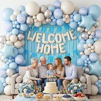 Lot de décorations de ballons de fête en gros avec ballon en aluminium « Bienvenue à la maison » et rideau à franges pour décorations de fête d'anniversaire à domicile