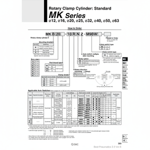 กระบอกลมแบบหมุน MKB16-10RZ ชิ้นส่วนนิวเมติก SMC - Product Image 1
