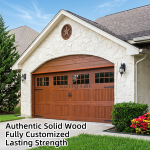 <span class=keywords><strong>Porte</strong></span> <span class=keywords><strong>de</strong></span> <span class=keywords><strong>garage</strong></span> sectionnelle simple LongTai 2025 personnalisée, isolée, en bois <span class=keywords><strong>de</strong></span> teck 10x8, avec fenêtre en verre <span class=keywords><strong>et</strong></span> volet coulissant massif pour extérieur - Product Image 6
