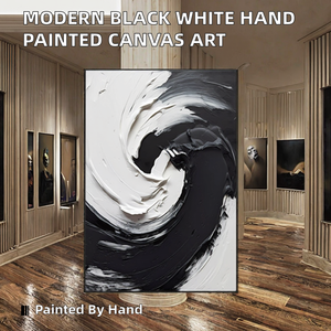 Decoración Moderna para el Hogar, Arte Abstracto para Pared, Mural en Lienzo, Blanco y Negro, Pintura al Óleo Pintada a Mano, Impresión Digital, Naturaleza Muerta, Marco Original - Product Image 4