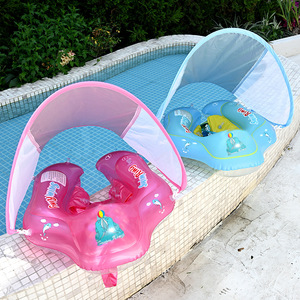 Anillo de natación para bebés de 0 a 12 meses, anillo de cuello antiasfixia con toldo para niños pequeños en la piscina - Product Image 2