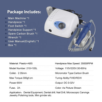 Machine à pédicure électrique, perceuse à ongles, pièce à main, micromoteur, lime à ongles électrique, puissante, 210 105l, plastique, 2 pièces, ROHS CE FCC 65W