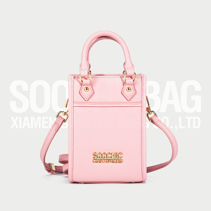 <span class=keywords><strong>Soochic</strong></span> Robe Élégant Rosé Petit Sac À Bandoulière Logo En Métal De Luxe Entièrement Ouverture Sac À Main En Cuir Vegan Sangle Amovible Sacs À Main - Product Image 1