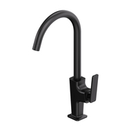 Robinet de cuisine minimaliste noir mat, design moderne, mitigeur eau chaude et froide, poignée unique, arc haut, montage sur plan, OEM ODM