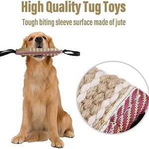 Jouet de remorqueur de chien en lin écologique robuste bâton d'entraînement de morsure résistant à la déchirure K9/animal de compagnie jouet à mâcher interactif équipement d'agilité en vrac - Product Image 5