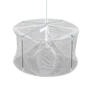White Round Folding Fishing Net With Large Fish Opening For Easy Catching And Feeding Aquaculture Trap - Product Image 2
