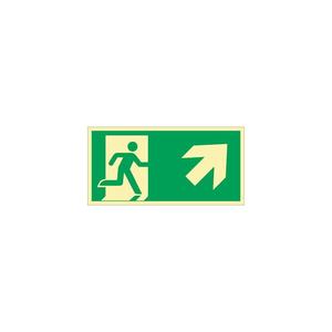 Panneau d'urgence DIN EN ISO 7010 L297xW148 mm voie de sortie de secours, droite vers le haut plastique - Product Image 1