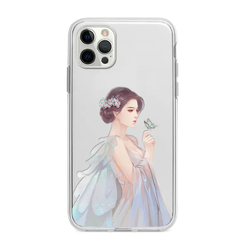 New Arrival Shockproof Protector Custom Print Classical Girl Transparent Soft TPU Mobile Phone Case for iPhone 11/12/13/Pro/Max