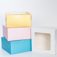 Vente en gros Fenêtre transparente 6 8 10 pouces Boîte à gâteau transfrontalière Emballage en papier pour dessert occidental Couche de mousse à usage alimentaire