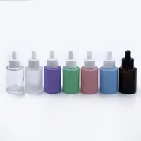 Botol Serum Kemasan Perawatan Kulit 20Ml 30Ml, Botol Tetes Kaca Minyak Esensial Jenggot Bahu Datar Miring Silinder Bening