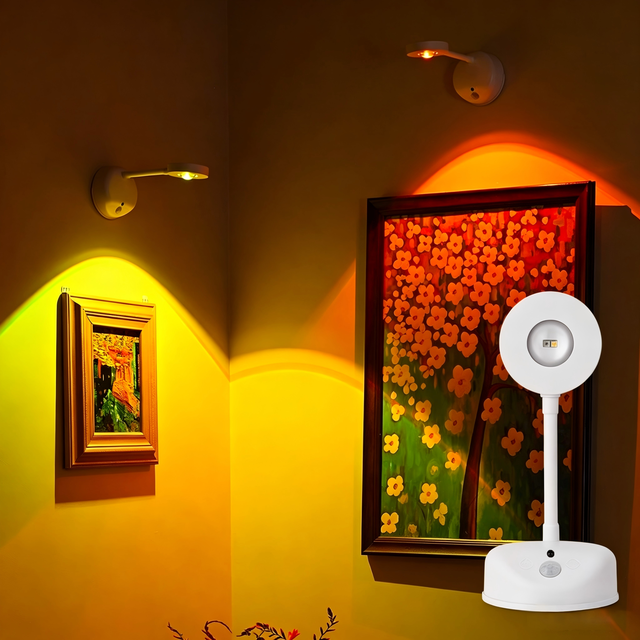 2026 Smart Motion Sensor Wireless LED Wall Light RGB Picture Night Light with Remote Control Indoor Spotlight for Painting Decor