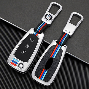 Accessoires automobiles Intérieur Flip Key Case Zinc Alloy Car Key Cover Keyless Key Fob Protector Compatible avec <span class=keywords><strong>Ford</strong></span> - Product Image 1
