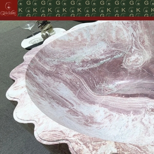 Bañera Independiente de Mármol Rosa GOLDKING Premium para Spa, con Borde Festoneado, Fabricada a Medida con CNC - Product Image 6