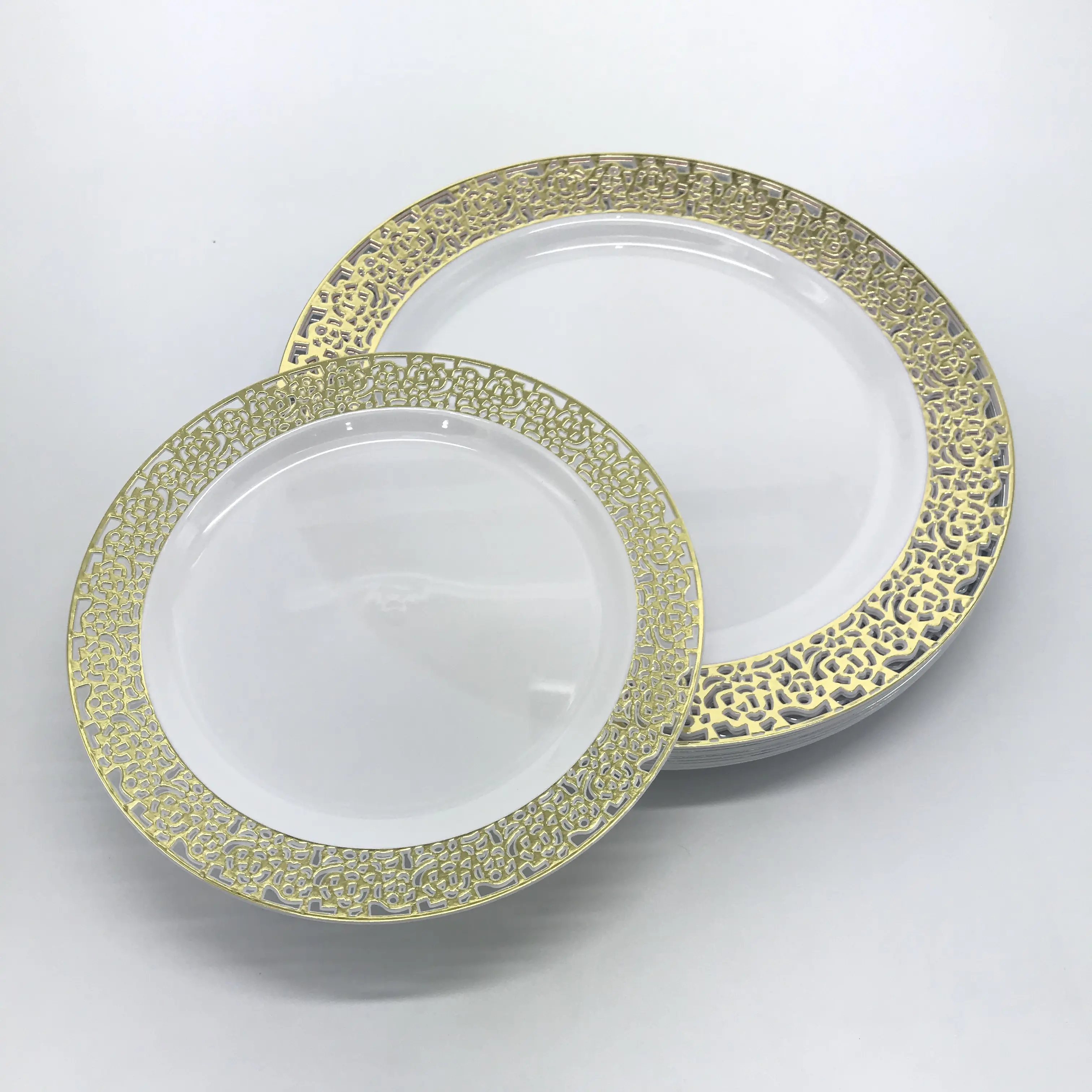 Gold Floral Plates Banquet Plastic Plates Base Plates for Wedding