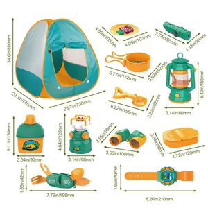 Oyuncak kamp dişli aracı oyna Pretend paketi çocuklar açık kapalı kamp seti su geçirmez rüzgar sırt çantasıyla çadır