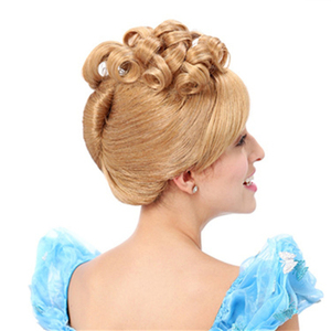 Tocados falsos europeos y americanos Pelucas Comercio exterior Cenicienta Princesa Cabeza Pelucas Cabeza dorada Cabello rizado medio largo - Product Image 4