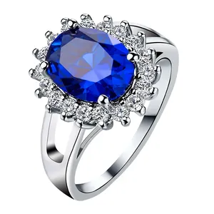 Zircon Jewelry Band Engagement Popular Design Brass Plated Platinum Ring