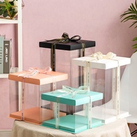 Boîte à gâteau carrée transparente en PVC de 4 et 8 pouces, idéale pour les petits gâteaux, prix de gros, pour mariage