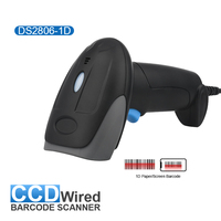 Escáner de código de barras de mano inalámbrico/con cable USB, fuente de luz CCD, interfaz RS232 para uso en tabletas, 1D 2D, código QR, en stock, 1, 2, 2