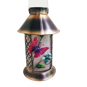 Solar Garden <b>Lantern</b> Butterfly Metal LED Outdoor Patio Light Water Resistant Portable Iron Art <b>Lamp</b> - Product Image 5