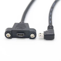 Puerto Micr-usb de ángulo izquierdo y derecho de 90 grados, Conector de bloqueo macho a hembra, Cable de extensión de montaje en panel Micr Usb con montaje en Tornillo