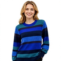 Pull en tricot à col rond pour femme, à manches longues, motif jacquard Fair Isle rayé, décontracté pour l'hiver